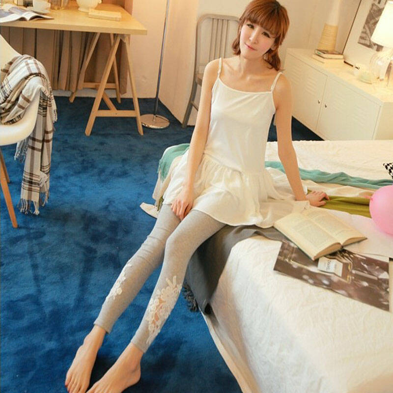 迪伦新款打底裤修身显瘦侧边面蕾丝小可爱打底裤c6101ll 黑色 均码