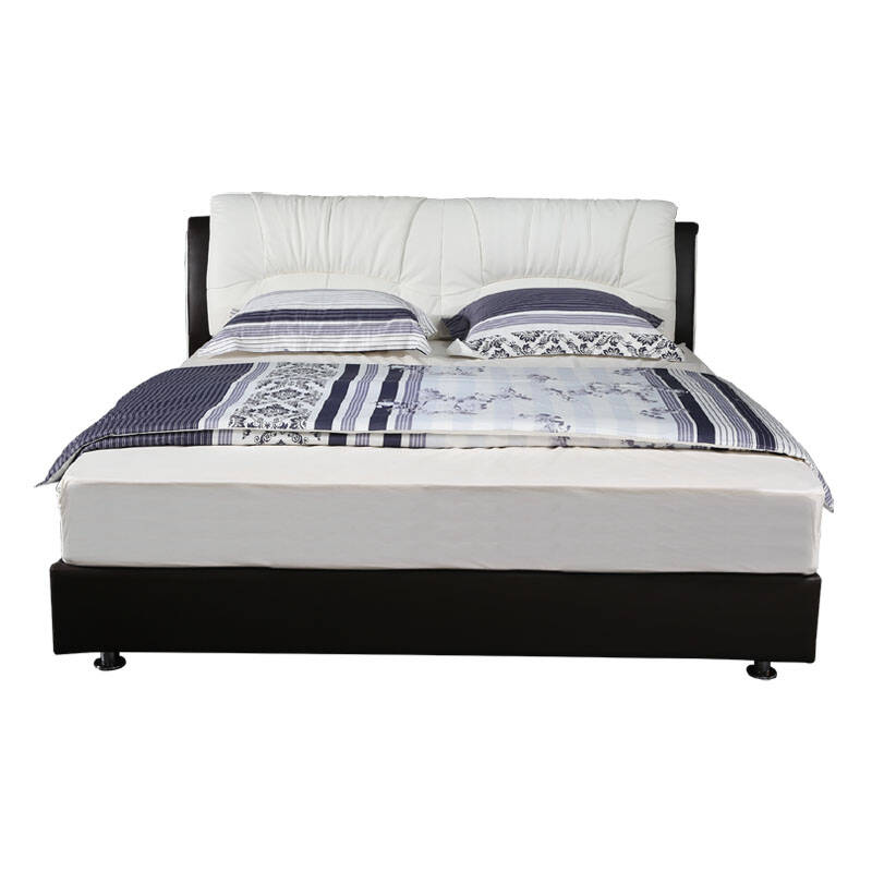 左右zuoyou 现代黑白简约真皮床 皮艺床 2米双人大床 米黄色dr002-18