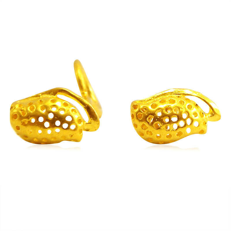 六福典雅珠宝 24k黄金耳钉 999千足金耳钉 女士款2.12g