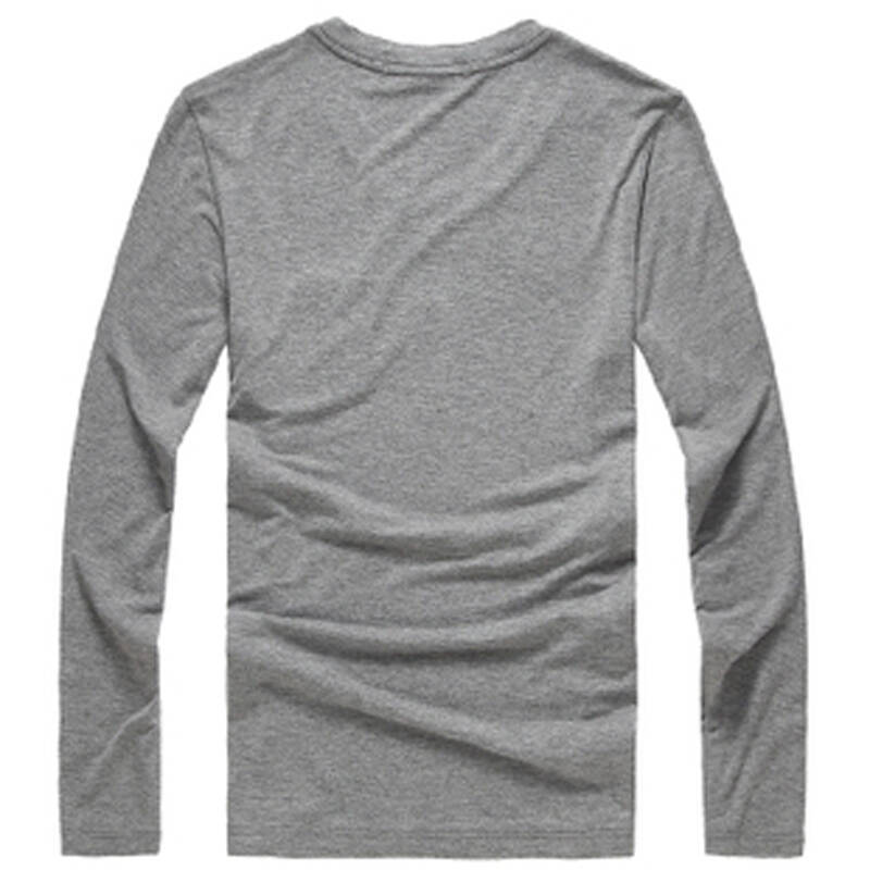 春装新款男士帅气长袖t恤男士时尚休闲舒适长袖t恤修身长袖汗衫 灰色