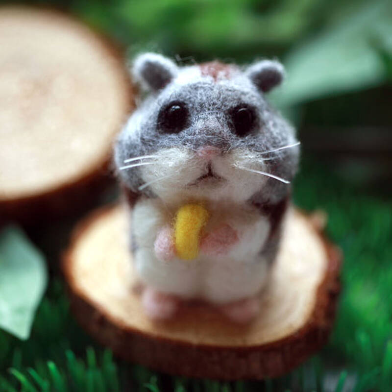 进口羊毛毡戳戳乐材料包手工diy 收获的仓鼠 羊毛毡玩偶摆件 汽车吸盘