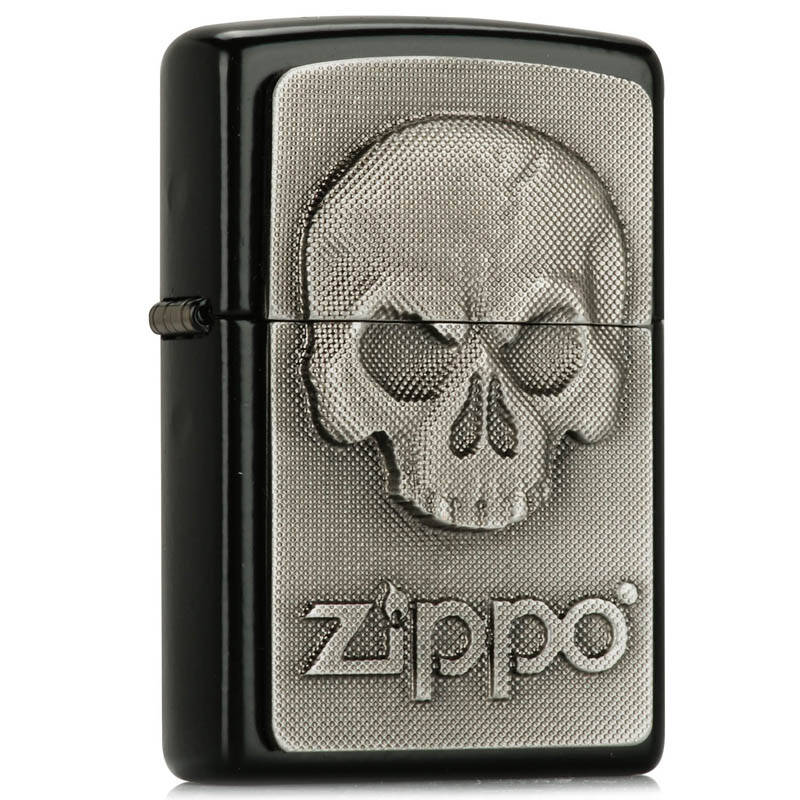 芝宝zippo打火机 sc2471 骷髅zippo标志 欧版黑漆立体大徽章2003546