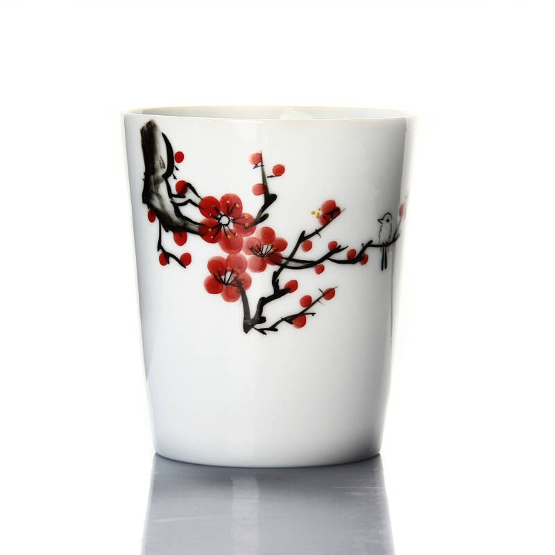 郑品 手绘茶杯青花瓷品茗杯子 品茗杯功夫茶杯 荷花大直口杯dpbzdzk