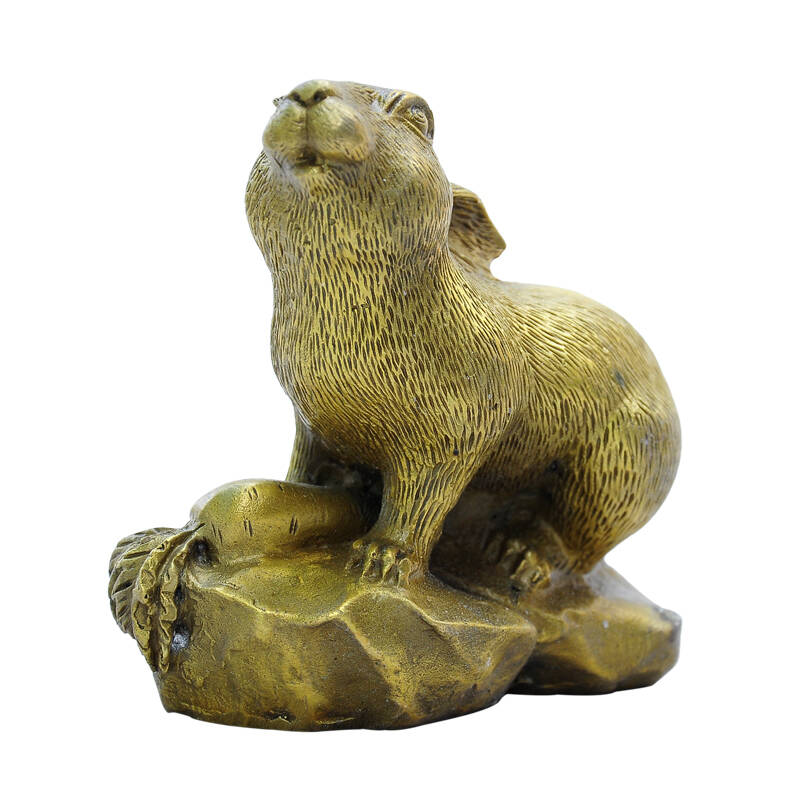 葩朵儿 黄铜生肖鼠摆件 辟邪纳福开运助学工艺品铜器