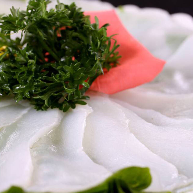 中国水产 大西洋野生刺身墨鱼片300克/盒