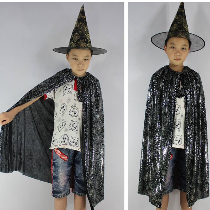 仕彩 巫师披风 万圣节装扮道具披风 立领披风 儿童披风 儿童银色披风