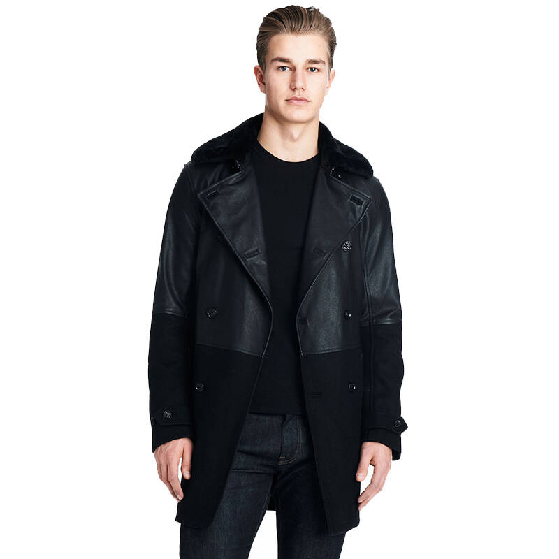 armani exchange/阿玛尼男装 男士羊毛风衣外套d6k805ma 黑色 m