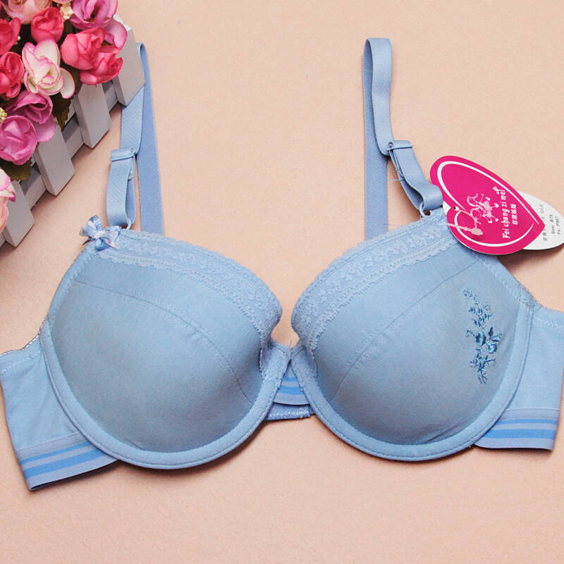 非常姊妹少女文胸钢圈小胸聚拢型纯棉牛仔色75-85码a-c杯小性感907