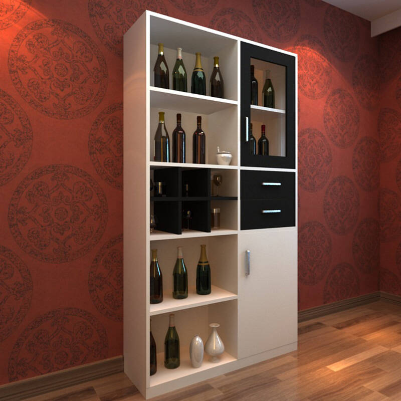 【美宅】简约现代板式黑白配酒柜餐边柜储带抽屉单开门展示酒柜现生产