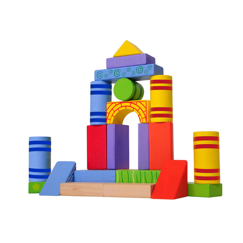 铭塔玩具木制益智儿童桶装31粒积木-a8033 多彩色