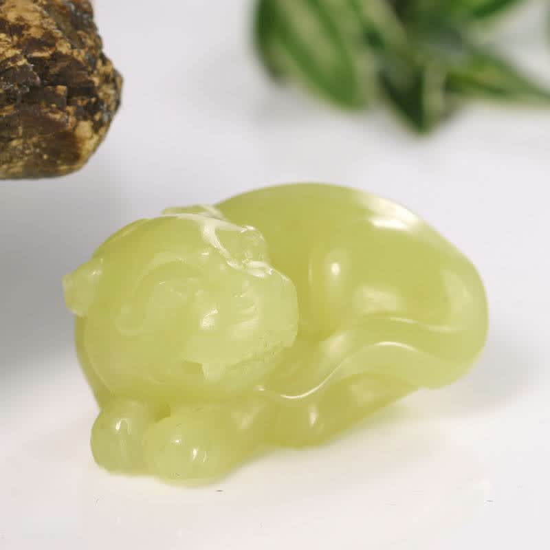 润德典藏 玉器 新疆和田玉黄玉招财貔貅挂件 八方进财 特级黄口料秋葵