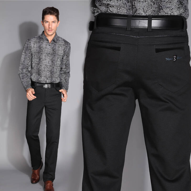 太子狮 男士裤子商务休闲裤宽松直筒大码高档奢华版型