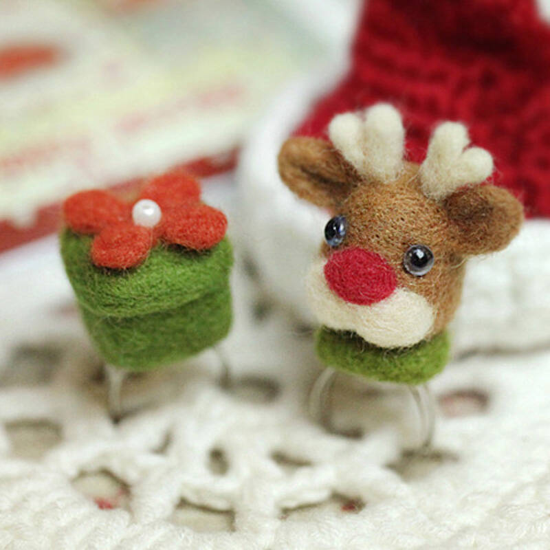 新年元旦礼品送闺蜜女友 情人节礼物三朵 羊毛毡材料包 戳戳乐手工diy