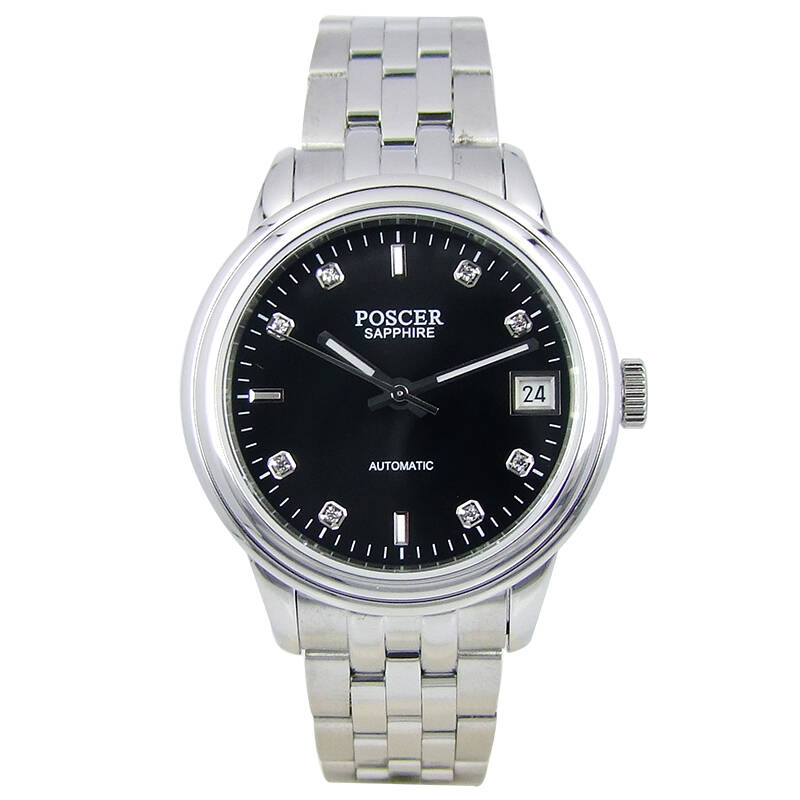 宝时捷(poscer)时尚男表机械手表黑表盘男士机械表 p6056m