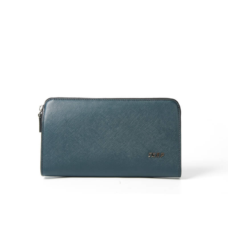 skap 男士手包 细十字纹牛皮手拿包商务休闲横款拉链式钱包男20421841