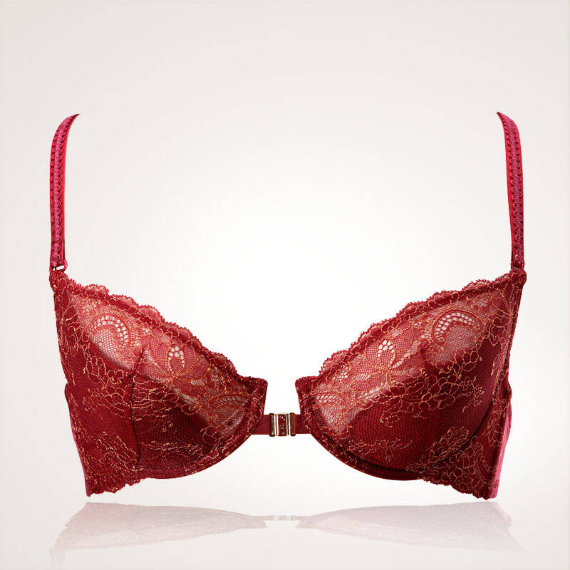 戴安娜diana 3/4透气薄杯 绿色性感蕾丝 前扣文胸内衣2262c1 枣红金色