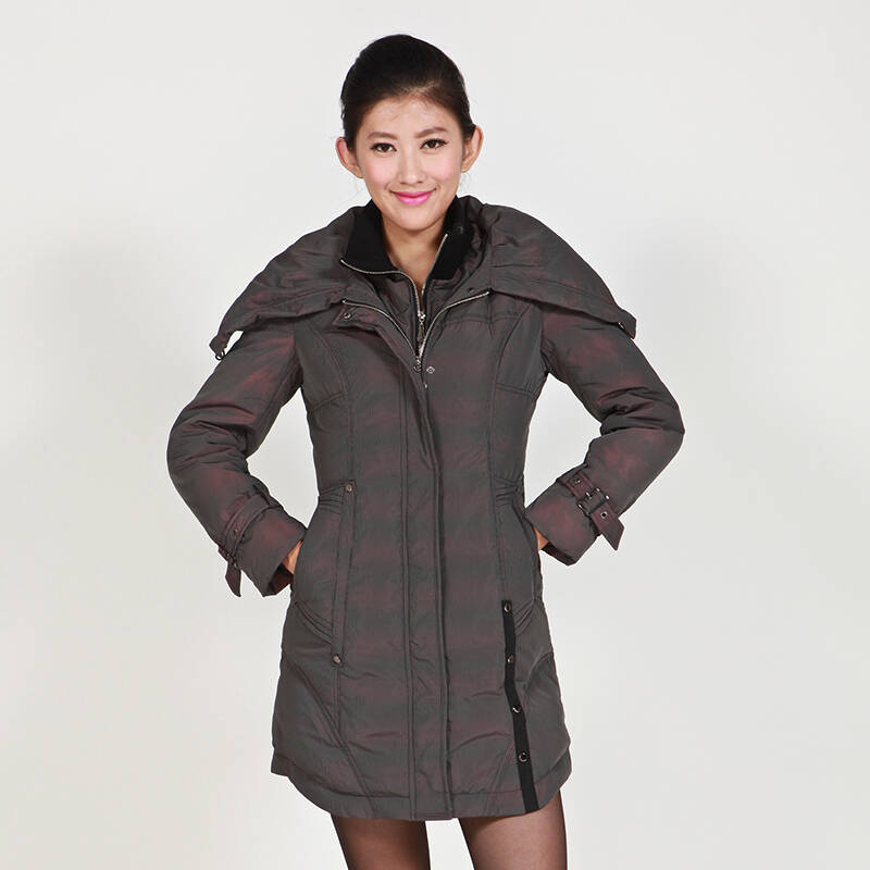 飞雁 前侧织带 中长款 羽绒服101008701 梦幻红 160