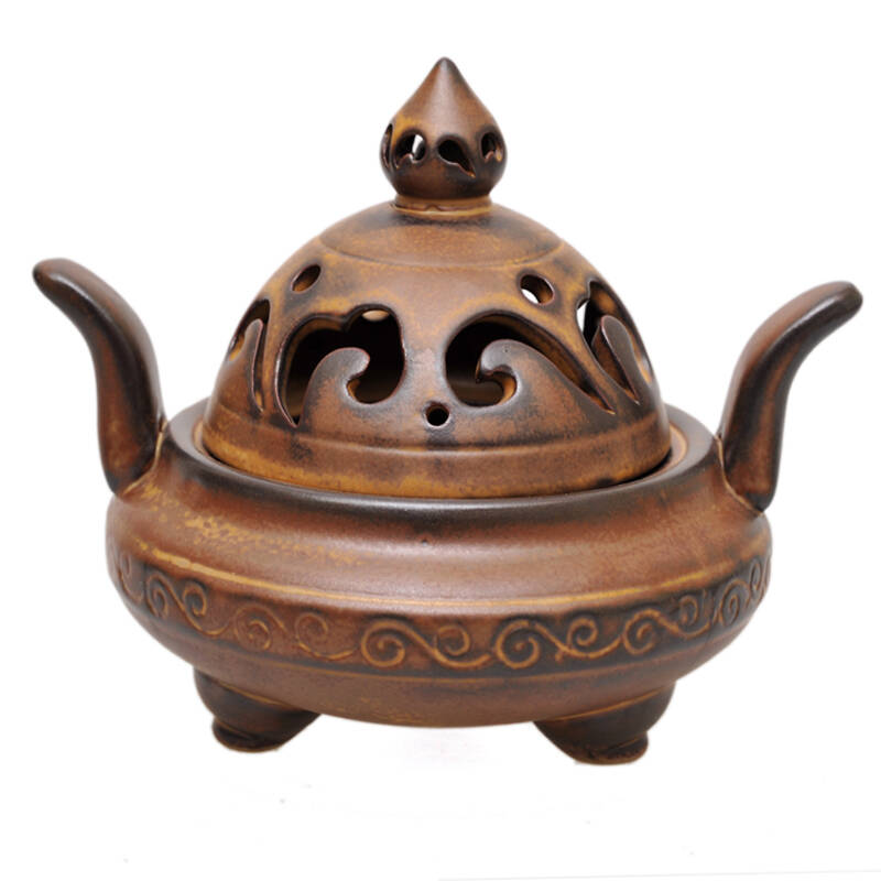 瓷国春秋 德化 陶瓷 褐色 手工 青云直上香炉 xq89019