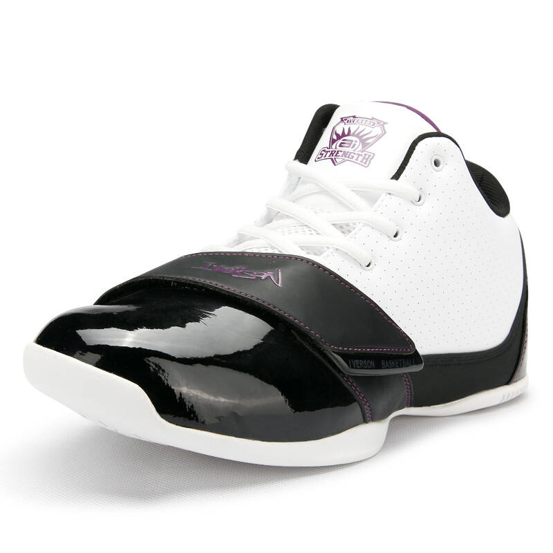 艾弗森防滑减震男子篮球球鞋13101351 白/黑/紫 41(偏小一码)