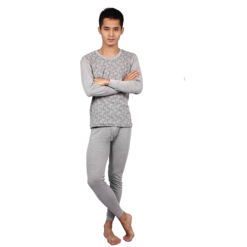 培罗蒙2012男士印花全棉休闲内衣套装1153ab 麻灰 xl