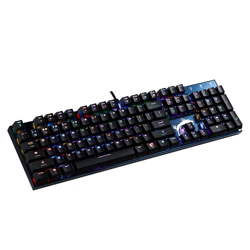 微星（MSI）GK50 机械键盘 黑轴 有线 游戏办公键盘 104键 RGB键盘 吃鸡键盘 深海蓝