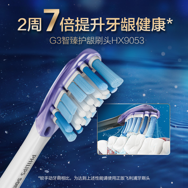 飞利浦(PHILIPS) 电动牙刷头 智臻型3支装白色款(HX9063 HX9043 HX9053随机发货)适配HX9924/22