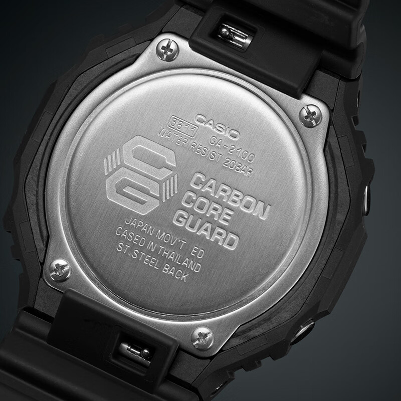 卡西欧（CASIO）手表 G-SHOCK YOUTH系列 防震防水高亮度双重LED照明双显薄款运动男士手表 GA-2100-1A1