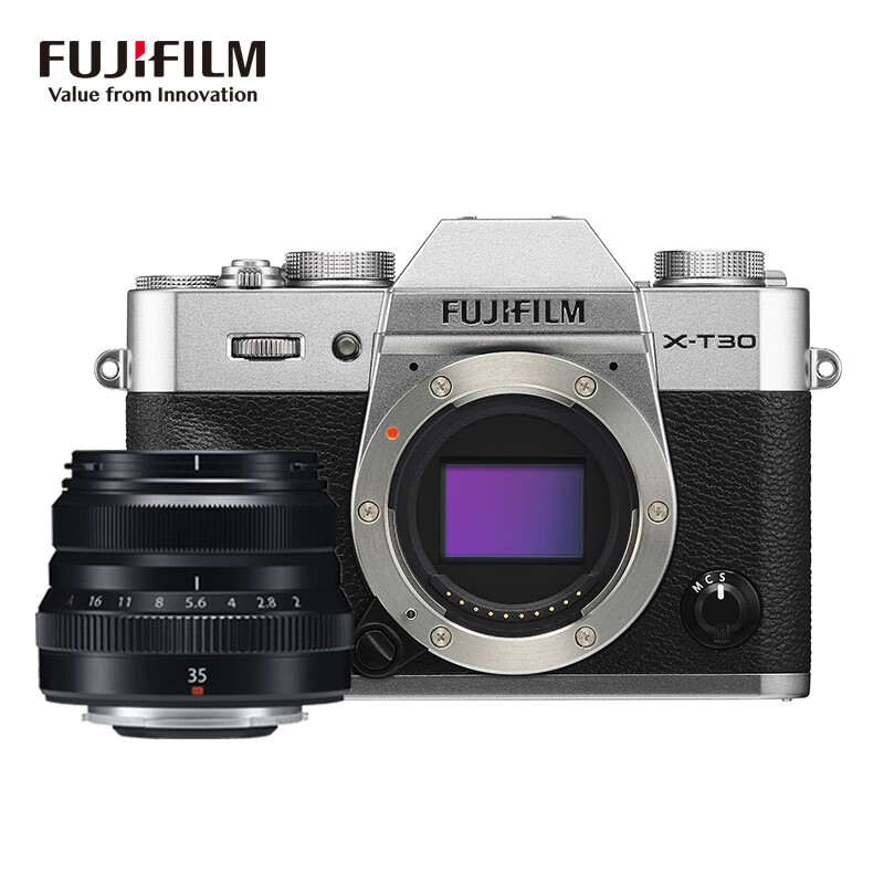 %title插图%num 富士(FUJIFILM)X-T30/XT30 微单相机 套机 银色(35mm F2定焦镜头 黑 ) 2610万像素 4K视频 蓝牙WIFI