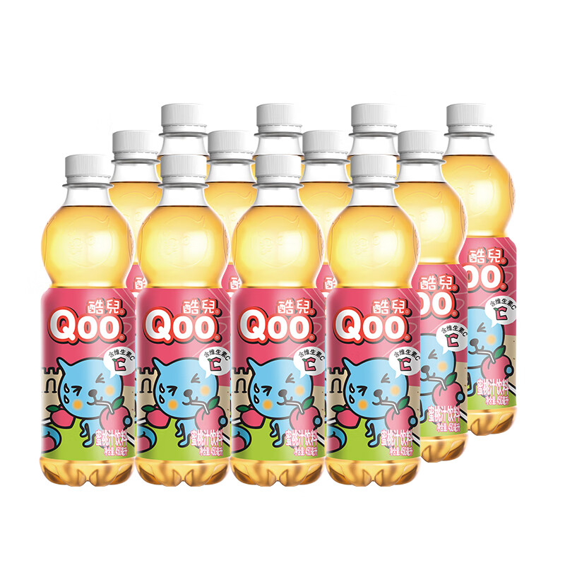 美汁源 minute maid 酷儿 qoo 蜜桃汁 果汁饮料 450ml*12瓶 整箱装