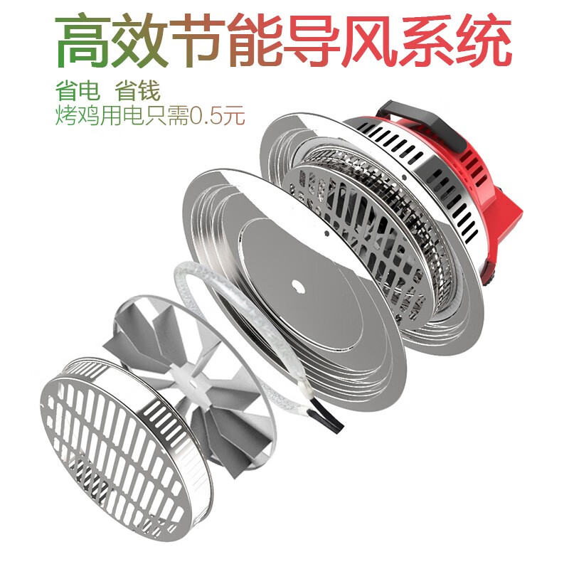 宏泰科Hometech空气炸锅17L大容量多功能家用智能定时可视高硼硅玻璃缸光波炉无油烟低脂肪薯条机 红色 高配17升 加高圈+炉头架+蒸盘+煎盘