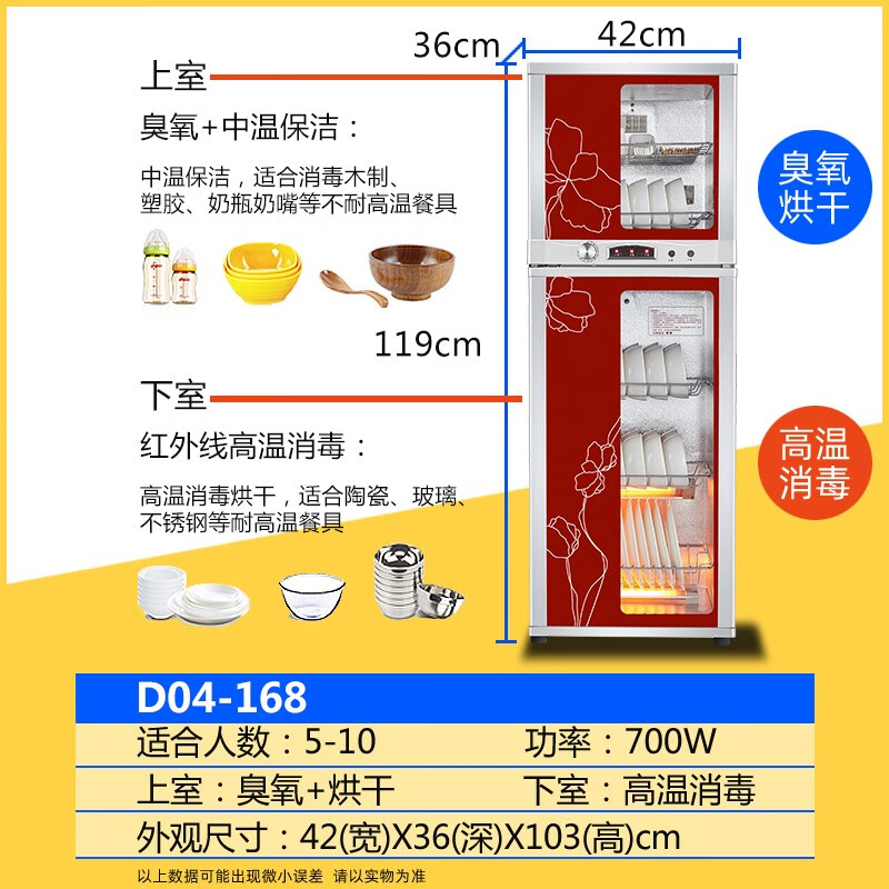 万宝(wanbao)立式消毒柜家用消毒碗柜 高温 二星级 碗筷餐具保洁柜 商用大容量 ZTP168-D04