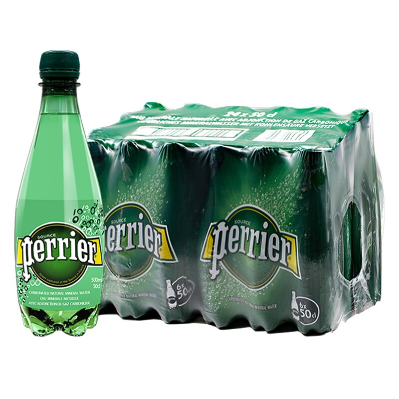 法國(guó)原裝進(jìn)口 巴黎水（Perrier）天然含氣礦泉水玻璃瓶氣泡水塑料瓶含氣飲用水 【原味】330ml*24瓶整箱【玻璃瓶】