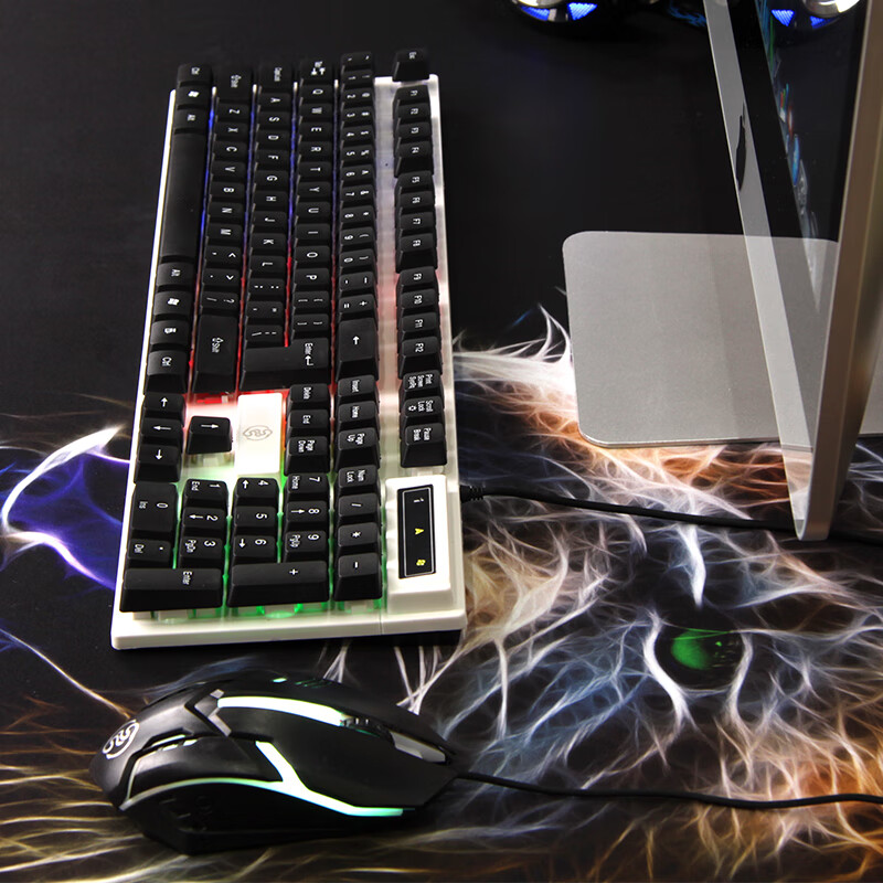 灵蛇（LINGSHE）MK235有线键鼠套装 防水游戏键鼠套装 背光吃鸡鼠标键盘游戏套装 黑色