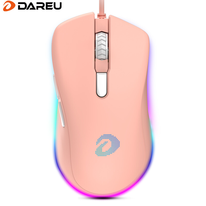 达尔优(dareu) EM908幻彩版 鼠标 游戏鼠标 鼠标有线 电竞鼠标 笔记本电脑鼠标 便捷鼠标 6400dpi 粉黄色