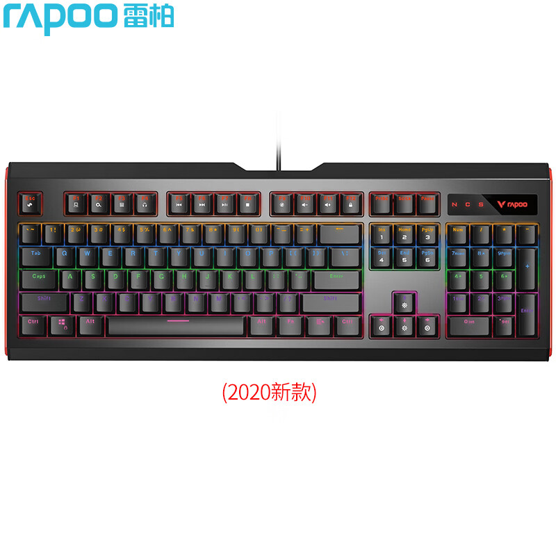 雷柏（Rapoo） V500L升级版 机械键盘 有线键盘 游戏键盘 104键混光键盘 吃鸡键盘 黑色 青轴