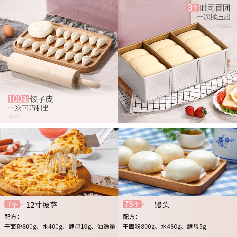 东菱Donlim烤面包机 和面机 早餐机 揉面机 家用 全自动 智能投撒果料 大功率无糖面包DL-JD08
