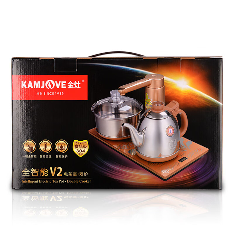 金灶（KAMJOVE） 全自动上水电水壶 抽水茶具电茶盘 全智能电茶炉 V2 20*37