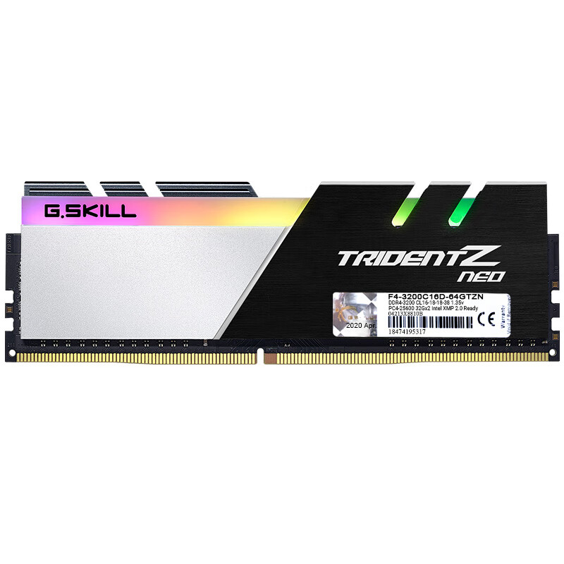 芝奇（G.SKILL）64GB(32G×2)套装 DDR4 3200频率 台式机内存条/焰光戟RGB灯条 (C16)