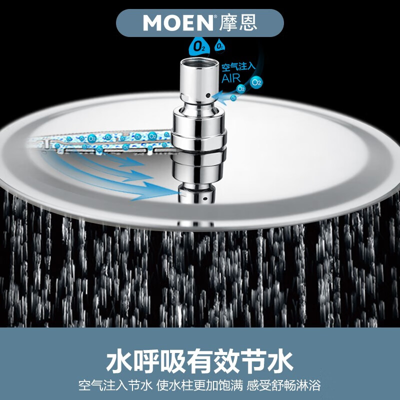 摩恩（MOEN）恒温花洒套装智能控温淋浴花洒花洒喷头莲蓬头卫浴淋浴器91071 恒温龙头+升降雨淋杆+200mm不锈钢顶喷