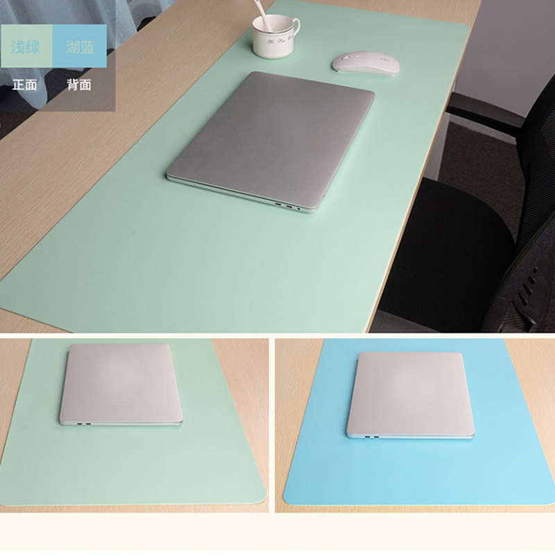 玲魅 鼠标垫超大号办公室桌垫笔记本电脑垫键盘垫 写字台桌垫家用大码垫子防水垫 120*60CM浅绿色+湖蓝