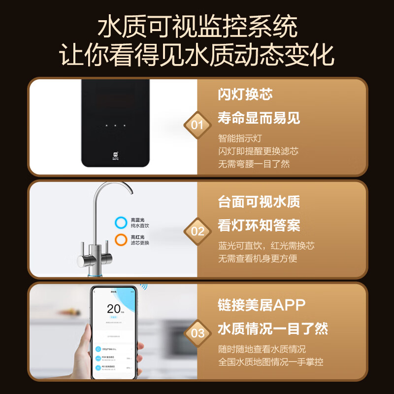 美的（Midea）智簡(jiǎn)400 母嬰直飲 零陳水除菌家用凈水器 水路無(wú)雙酚A 智能WiFi RO反滲透MRC1991A-400G