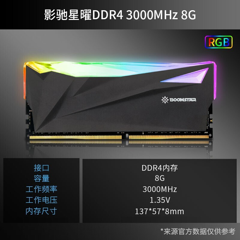 影驰 RGB灯条 GAMER小蓝/星曜系列DDR4电脑组件台式机内存条 8GB DDR4-3000 星曜(神光同步) 灯条