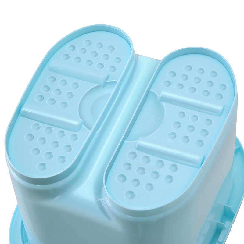 家杰优品 浴室用品 泡脚桶 按摩泡脚桶 加厚带滚轮水桶1个 蓝色