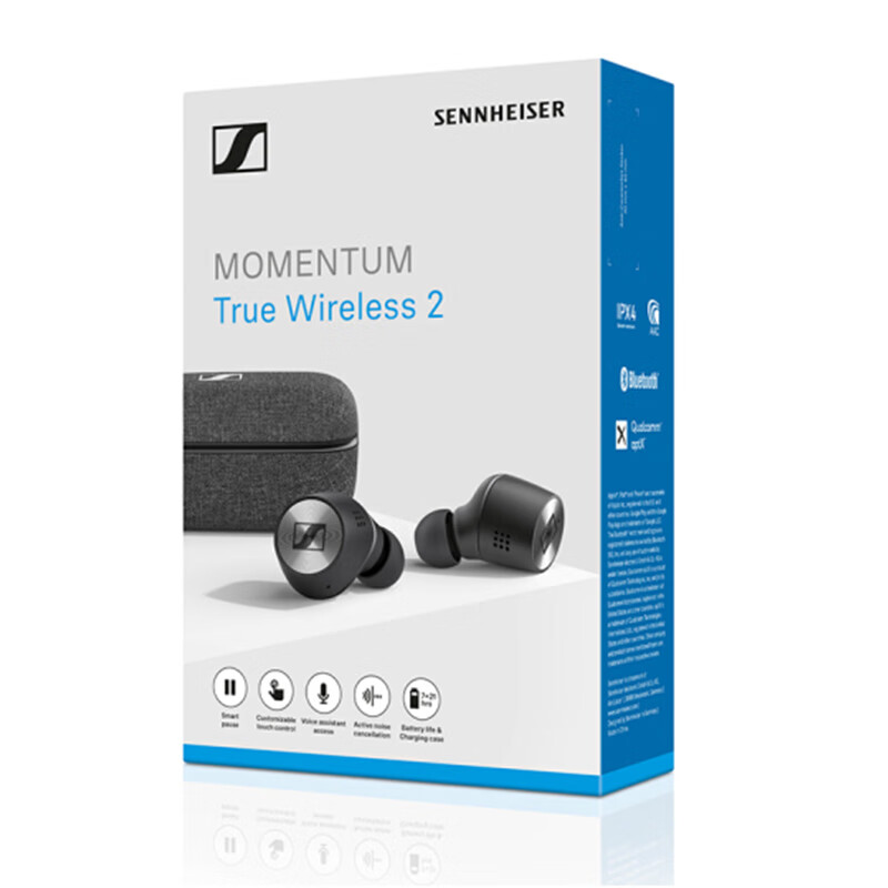 森海塞爾（Sennheiser）Momentum真無線二代無線藍牙HIFI入耳式耳機 主動降噪 28小時電池續(xù)航 黑色