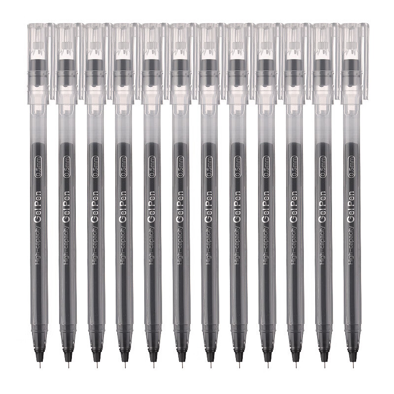 晨光(M&G)文具0.5mm黑色中性笔 巨能写大容量签字笔 笔杆笔芯一体化水笔 12支/盒AGPB6901