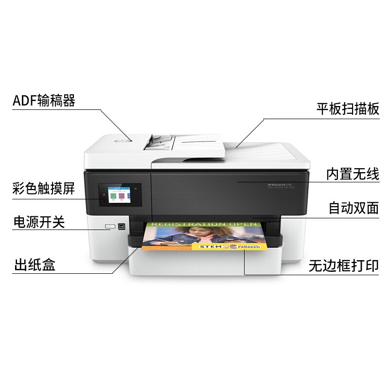 惠普（HP）7720/7730/7740打印机A3彩色喷墨多功能复印扫描传真一体机无线 高于7510 7720(打印A3/A4|复印扫描传真A4)单纸盒