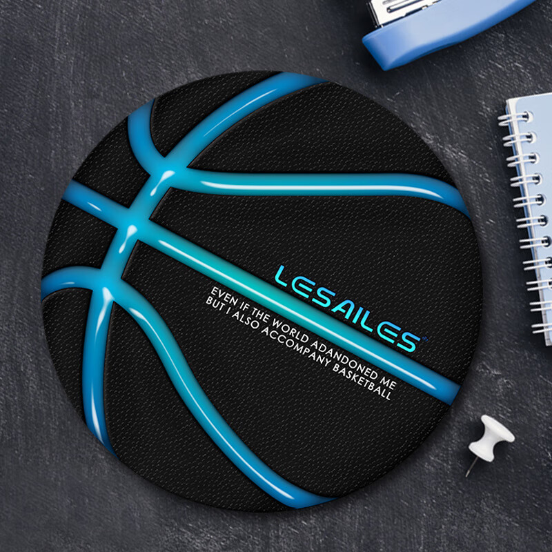 飞遁（LESAILES）250*250*4mm篮球游戏电竞鼠标垫 圆形中号电脑键盘桌垫 易清洁
