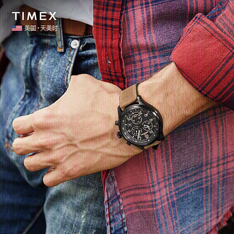 天美时 TIMEX手表运动大表盘正品潮流石英三眼男士手表T49905