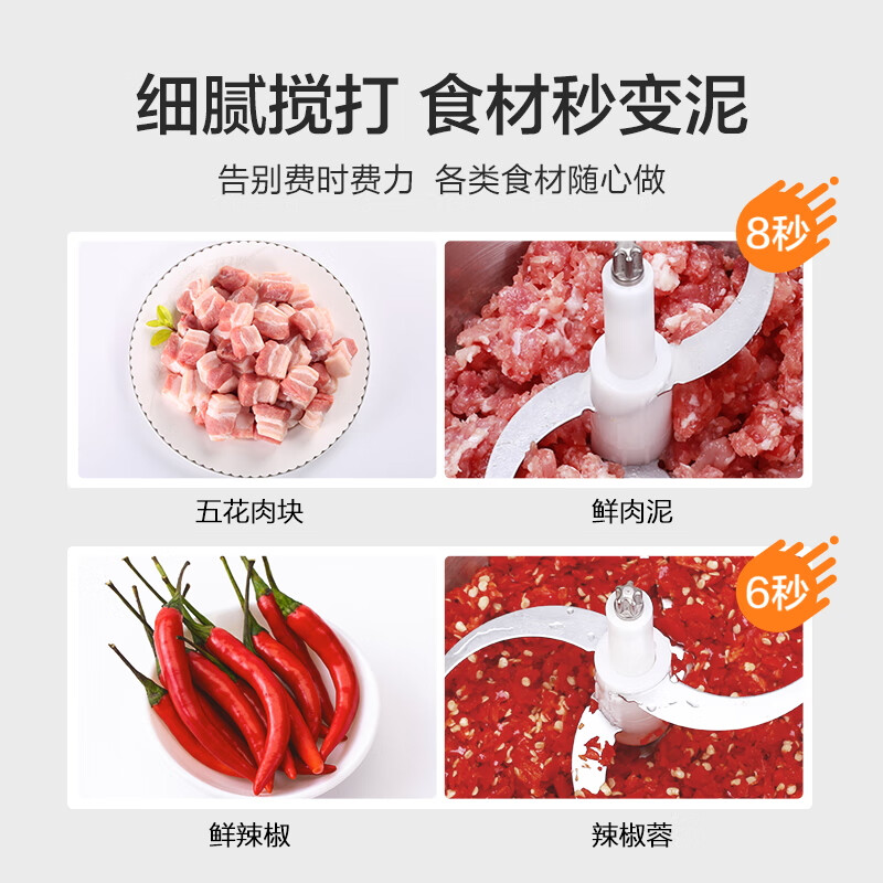 苏泊尔( SUPOR)绞肉机不锈钢多能料理机全自动家用电动绞馅搅肉机搅拌机 JR16S-300（双刀）