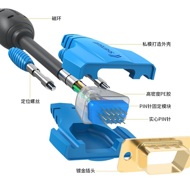 胜为（shengwei）VC-6030 3+9阻燃VGA高清信号连接线 3.0m 双磁环电脑电视连接线 显示器视频数据线